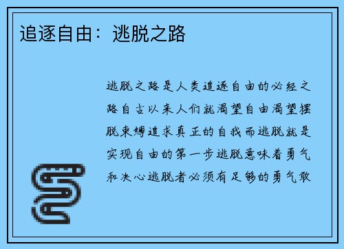 追逐自由：逃脱之路