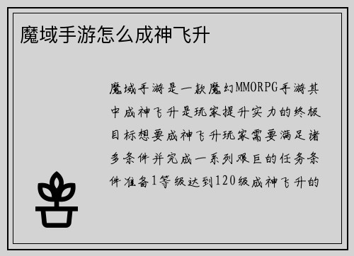 魔域手游怎么成神飞升